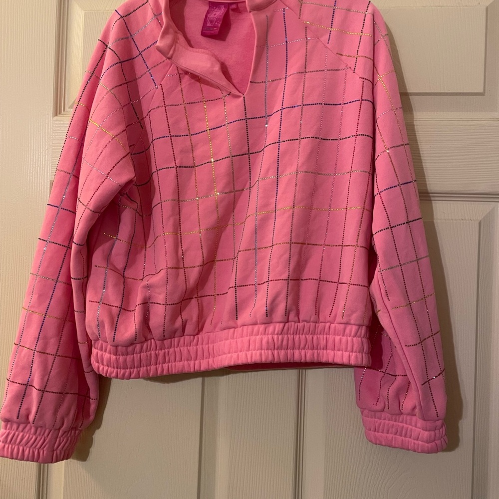 Queen of Sparkle Pink Plaid Sweatshirt size XS